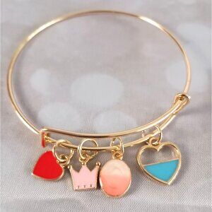 Queen of My Heart Charm Bracelet Two Hearts Crown Oval Gift